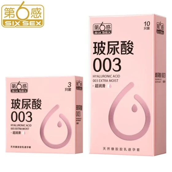 Sixth Sense Hyaluronic Acid003Super lubricated3/10Ultra-thin lubricated condoms for adult pleasure and contraception