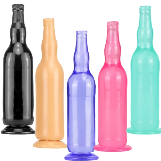 Foreign trade beer bottle-shaped wearable thick and long transparent realistic dildo adult sex toy for women manual anal plug