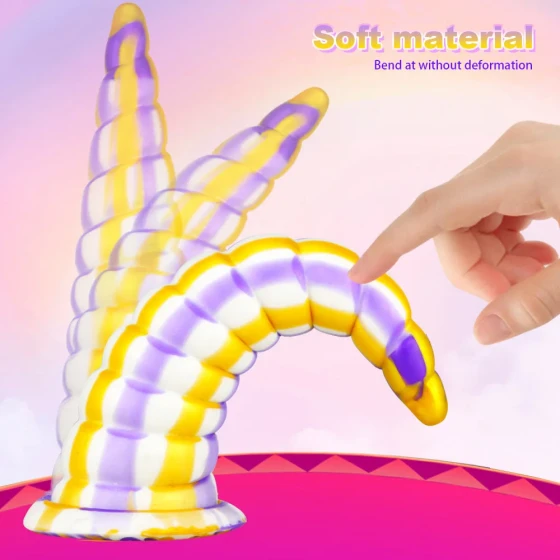 Liquid silicone irregular-shaped erotic dildo adult product for women, colorful ribbed penis, highly realistic