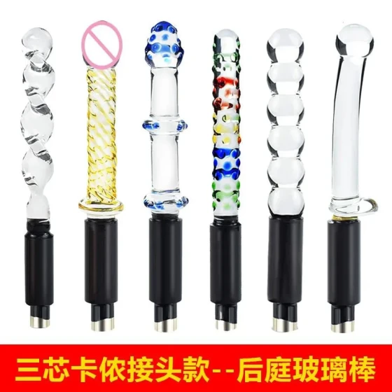 Three-hole female automatic telescopic thrusting sex machine, female glass dildo device, sex toy accessories