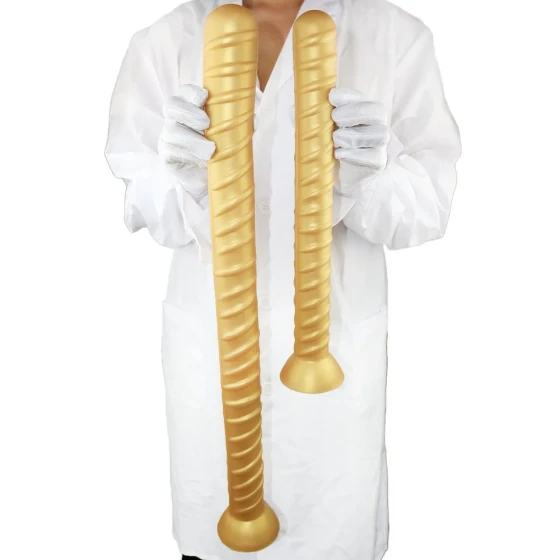 gold Silicone steel-reinforced extra-long anal plug for men and women, anal expander, erotic deep insertion toy