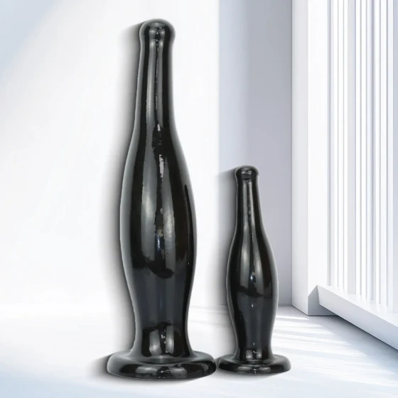 Black wine bottle-shaped extra-large soft anal plug, extra-large anal expander, female adult toy, masturbator, anal sex product