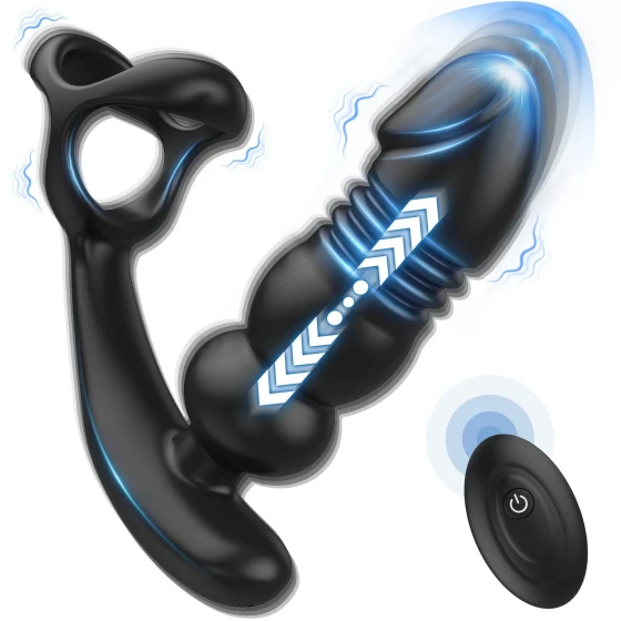 New Retractable anal plug with locking ring, vibrating wearable male and female masturbator, adult sex toy