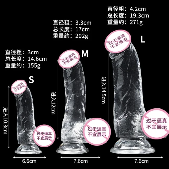 Popular foreign trade product: crystal clear transparent dildo for women, adult sex toy