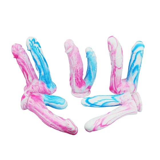 Mixed-color silicone double-ended realistic dildo s Large and small size female anal plugs, dildos for gay men gay Masturbator