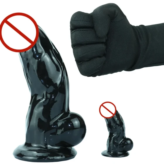 Black extra-large thick giant realistic dildo for female gay pleasure, small size, wearable toy for beginners