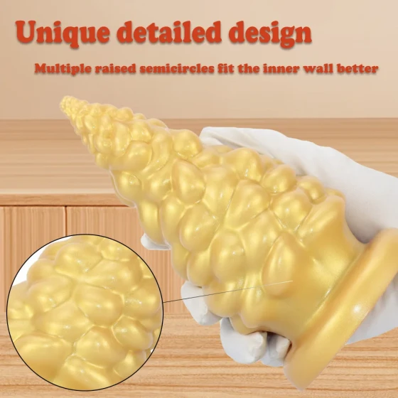 Silicone soft anal plug with pine cone-shaped protrusions and large suction cup, anal sex toy for men and women, extra-thick anal expander dildo